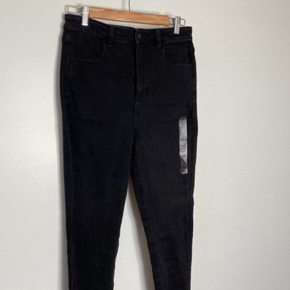 American Eagle Women Black Denim Highest Rise Skinny Jegging Jeans Size 10 Short - Picture 2 of 11